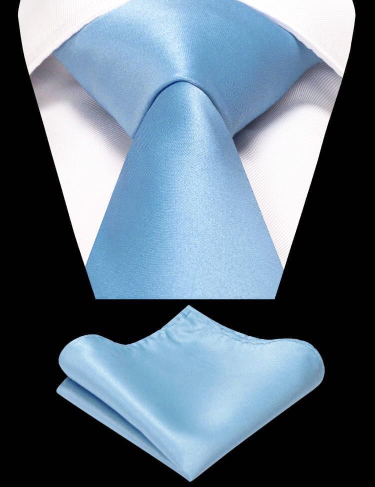 RBOCOTT Solid Color Tie and Pocket Square Hankerchief with Lapel Pin Set for Men - Image 2